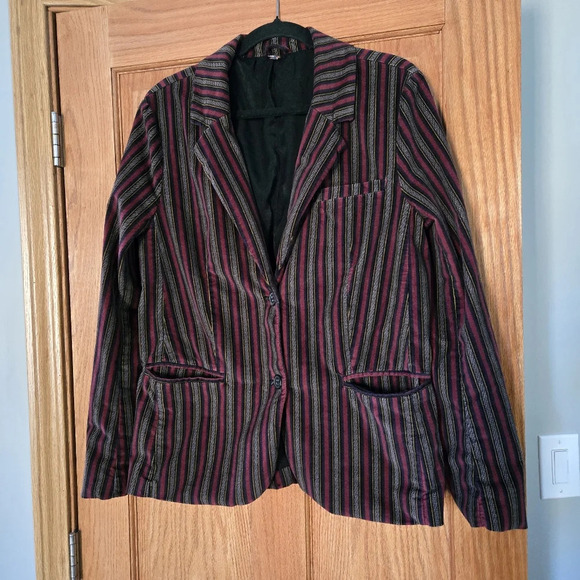 Free People Striped Blazerb size Large - Picture 2 of 12